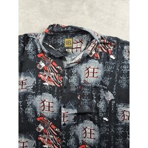 Bruno B Shirt Mens 4X Big Short Sleeve Asian All Over Print Button Up Rayon